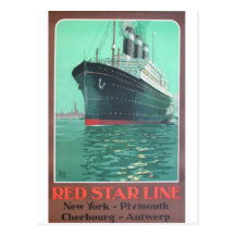 Línea roja anuncio viejo titánico de la estrella tarjeta postal