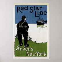 Línea roja de la estrella poster