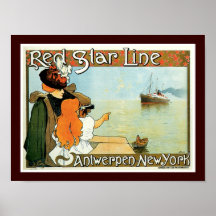Línea roja mujer de la estrella con el anuncio del posters