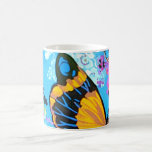 Línea rosada y azul de la mariposa tazas de café