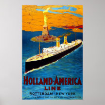 Línea Rotterdam Nueva York de Holanda América Posters
