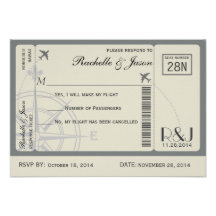 Líneas aéreas del boleto de RSVP Invitacion Personalizada