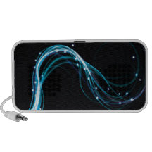 Líneas que brillan intensamente azules hermosas altavoces de viajar