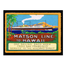Líneas sello de Matson del poster circa 1915 Postal