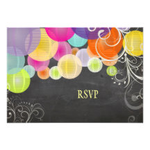 Linternas de la fiesta del rsvp de PixDezines+piza Anuncios Personalizados