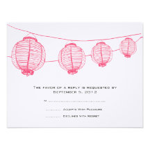 Linternas rosadas y blancas que casan RSVP Invitación