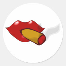 Lippen mit Zigarre lips with cigar Runder Sticker