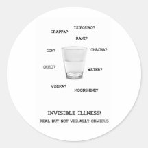 Líquido invisible de la enfermedad pegatina redonda