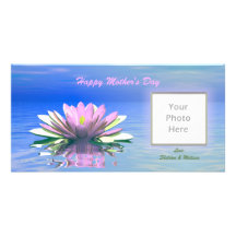 Lirio de agua del rosa del día de madre tarjeta fotográfica personalizada