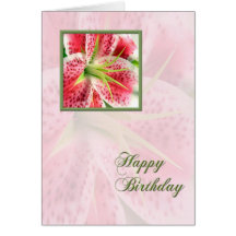Lirio rosado del cumpleaños felicitacion 