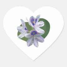 Lirios de agua de lavanda calcomanías corazones personalizadas