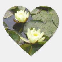 Lirios de agua pegatinas corazon personalizadas