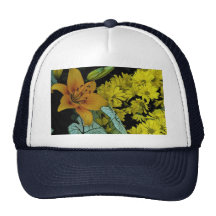 Lirios preciosos del verano, margaritas, caladium gorros bordados