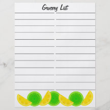 Lista de compras de la cal del limón flyer personalizado