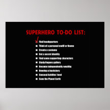 Lista de lío del super héroe impresiones