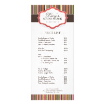 Lista de precios de la panadería plantillas de lonas