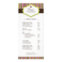 Lista de precios de la panadería tarjetas publicitarias