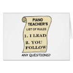 Lista del profesor de piano de reglas felicitaciones