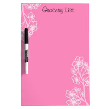 Lista rosada floral moderna decorativa del recorda tablero blanco