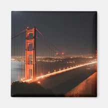 Lit de puente Golden Gate para arriba en la noche Iman De Frigorífico