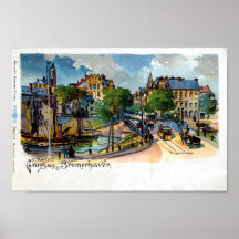 Litho de Bremerhaven del aus de Gruss del vintage  Impresiones