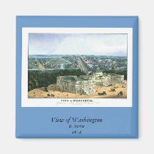 Litografía de color 1852 - vista de Washington Imán De Frigorifico