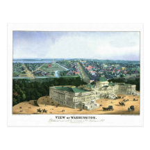 Litografía de color 1852 - vista de Washington Postales