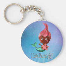Little mermaid lindo con el pelo rosado llaveros