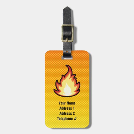 Llama amarillo-naranja del fuego etiqueta de equipaje de Zazzle.es