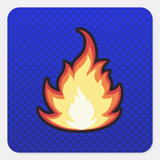 Llama del fuego; Azul Pegatinas Cuadradas Personalizadas de Zazzle.es