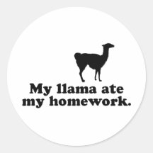 Llama divertida etiqueta redonda