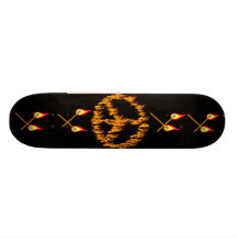 Llamas y signo de la paz de los corazones tabla de skate