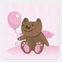 Llano del oso del feliz cumpleaños calcomanías cuadradases