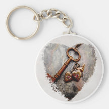 Llave antigua con encantos del corazón llaveros personalizados