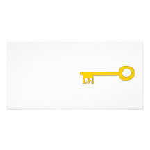 Llave del oro en blanco tarjetas fotográficas personalizadas