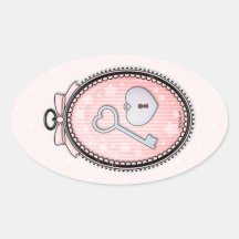Llave y cerradura del corazón en un marco del vint colcomanias de oval personalizadas