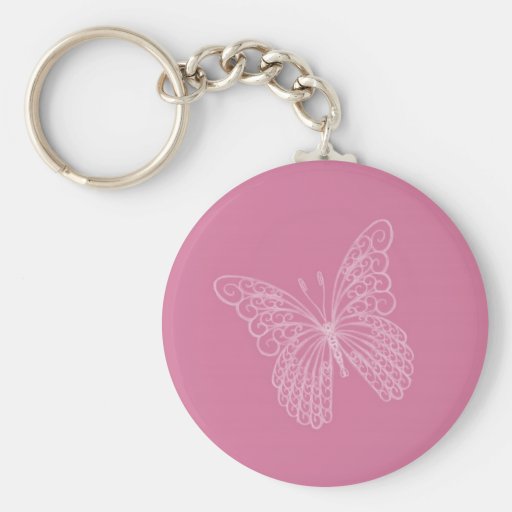 Llavero afiligranado de la mariposa en rosa