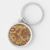 Llavero antiguo del diseño de la historia del mapa
