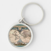 Llavero antiguo del diseño de la historia del mapa