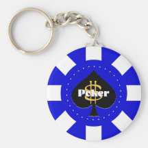 Llavero azul de la ficha de póker