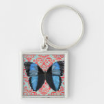 Llavero azul de la mariposa de Boho