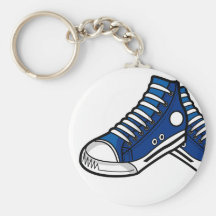 Llavero azul de la zapatilla de deporte del balonc