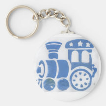 Llavero azul del tren