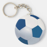 Llavero azul y blanco del balón de fútbol