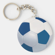 Llavero azul y blanco del balón de fútbol
