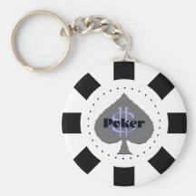 Llavero blanco de la ficha de póker
