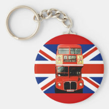 Llavero con el autobús y la bandera británica