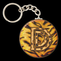 Llavero D del monograma de Tigerskin llaveros