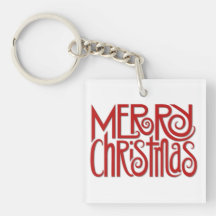 Llavero de acrílico rojo de las Felices Navidad