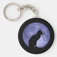 Llavero de la luna azul del gato negro